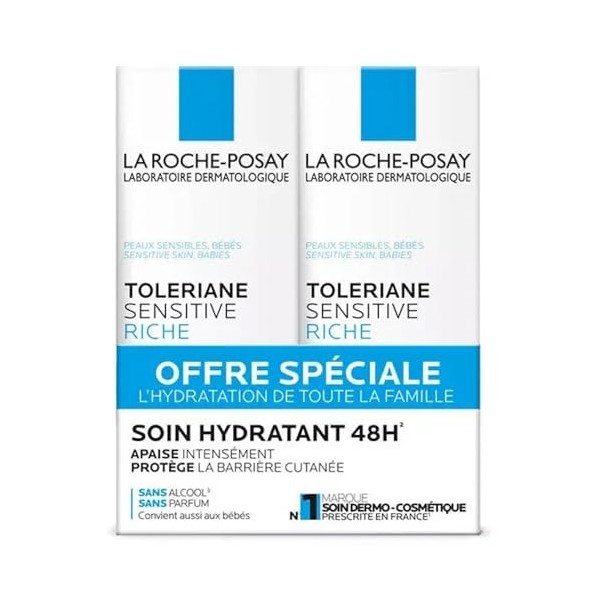 La Roche-Posay Tolériane Sensitive Riche Lot de 2 x 40 ml Crème Jour et Nuit
