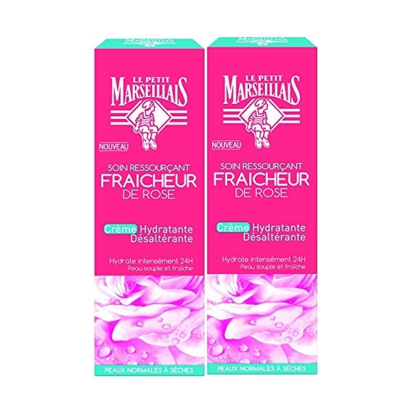 Le Petit Marseillais - Crème Hydratante Désaltérante Fraicheur Rose Pot 50 - Lot de 2