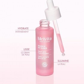 Melvita - Sérum Glow Hydra-Repulpant 3 en 1 - Complexe Niacinamide-Like - Hydratation Intense - Peaux Mixtes - Flacon Verre -