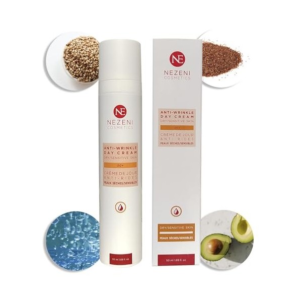Crème visage anti-rides Nezeni pour femme/homme 16 ingrédients actifs | Combleur de rides profondes | Crème de Jour Raffermis