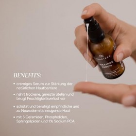 JUNGLÜCK Sérum en céramique végétalien - Sérum crémeux pour le visage - Nourrit la peau sèche et irritée et réduit les rougeu