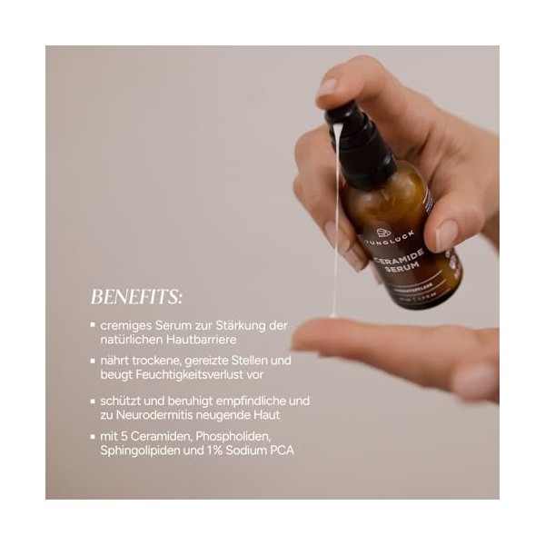 JUNGLÜCK Sérum en céramique végétalien - Sérum crémeux pour le visage - Nourrit la peau sèche et irritée et réduit les rougeu