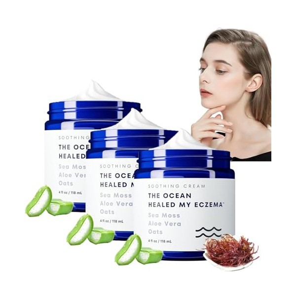 Crème apaisante naturelle, crème visage pour femme, hydratant réparateur peaux sèches et rougeurs, 118 ml Crème Jour et Nuit