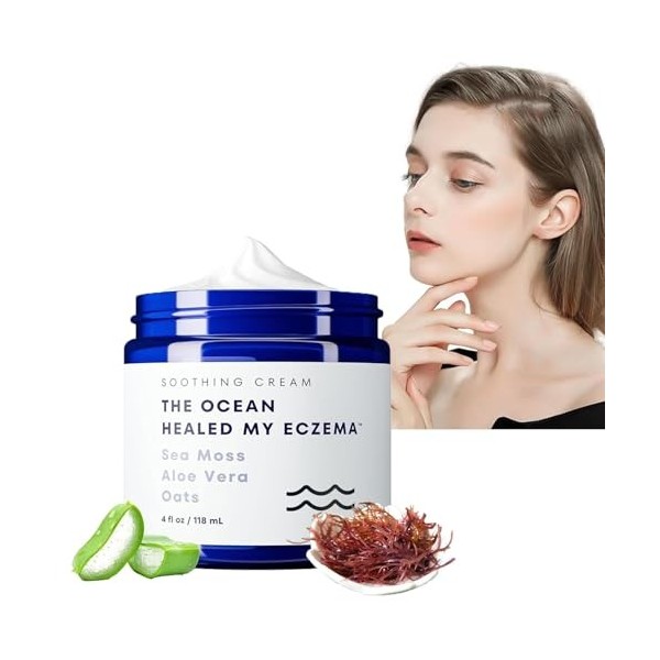 Crème apaisante naturelle, crème visage pour femme, hydratant réparateur peaux sèches et rougeurs, 118 ml Crème Jour et Nuit