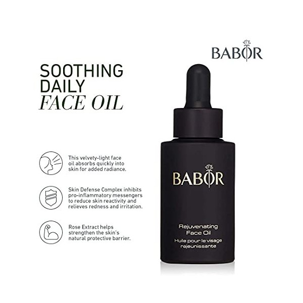 BABOR CLASSICS Huile apaisante pour le visage, donne davantage d’éclat, pour toute peau, formule végane, sans alcool, sans pa