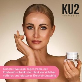 KU2 Cosmetics Crème de jour pour le visage | Crème hydratante pour le visage à lacide hyaluronique et à ledelweiss | Crème 