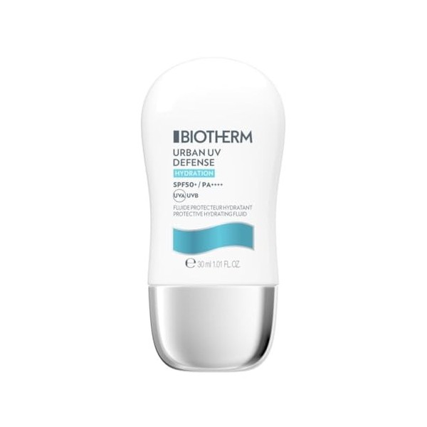 BIOTHERM - Urban UV Defense - Fluide Hydratant SPF50+ - Crème Solaire & Hydratation Intense - Enrichi en Acide Hyaluronique -