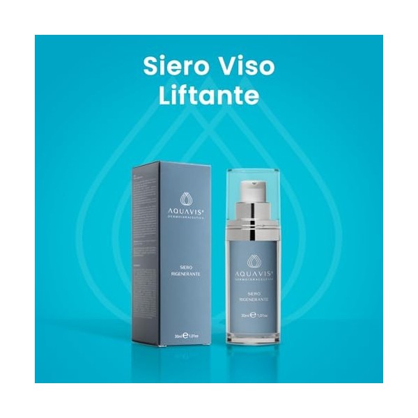 Aquavis® Sérum liftant anti-rides pour le visage à base dAquavis, de cyclodextrine, de peptides, de vitamines C/E, dhuile d