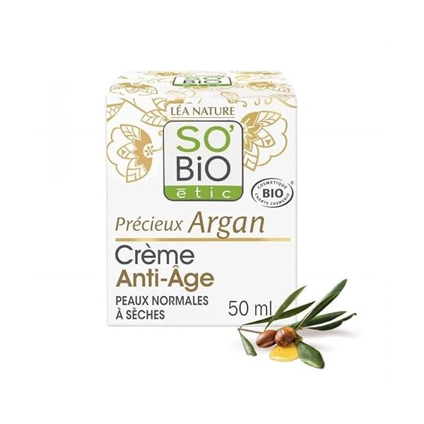 SOBIO ÉTIC - Creme Anti Âge Argan Bio 50Ml - Lot De 2 - Vendu Par Lot