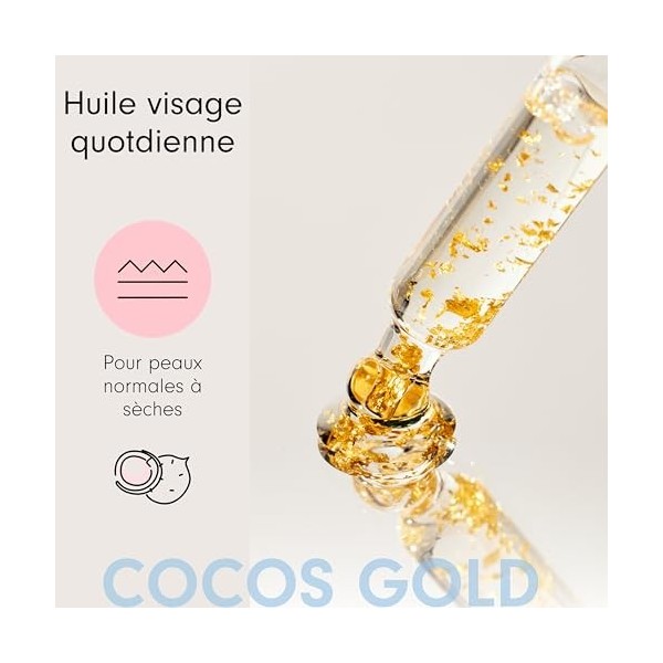 HelloBody Cocos Gold Huile de Visage Quotidienne – Élixir 24 Carats pour une Peau Radieuse – Hydratant, Réduction des Rides &
