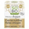 SOBIO - Crème Nutritive Perles DArgan pour Peaux Matures - 50mL : Hydratation et Nutrition Intense pour un Teint Éclatant -