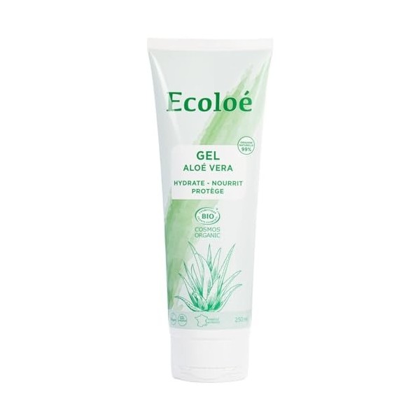 ECOLOE – Gel Hydratant Nourrissant à l’Aloé Vera Bio, Soin Protecteur et Apaisant Tube 250mL - Le Lot De 3