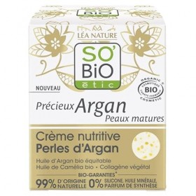 SOBIO - Crème Nutritive Perles DArgan pour Peaux Matures - Hydratation Intense et Rajeunissement Cutané - 50ml - LUnité