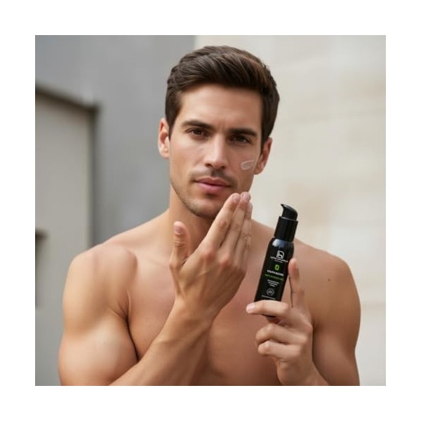 Homo Naturals Gel anti-rides pour homme Naturel - Crème hydratante - Acide hyaluronique et Bakuchiol - Crème visage - Crème a...