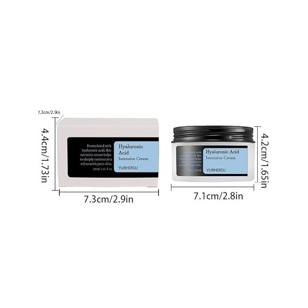 Crème visage à lacide hyaluronique - Soin hydratant avec vitamine C, E & B3 - Crème anti-âge apaisante pour peaux sèches et 