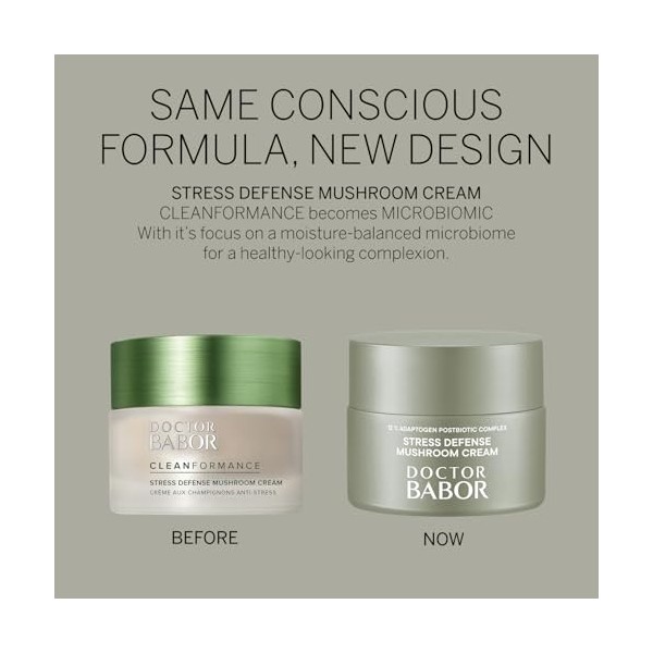 DOCTOR BABOR Microbiomic Stress Defense Mushroom Crème pour le visage 50 ml – Crème hydratante végétalienne et antioxydante