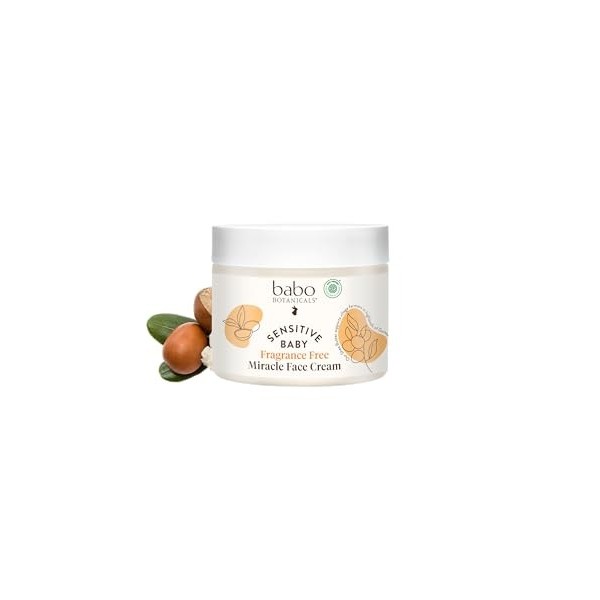 Babo Botanicals Sensitive Baby Miracle Cream Crème hydratante sans parfum pour le visage et le corps avec calendula bio, beur