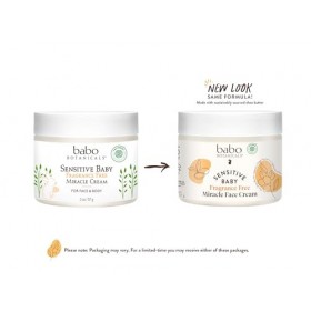 Babo Botanicals Sensitive Baby Miracle Cream Crème hydratante sans parfum pour le visage et le corps avec calendula bio, beur