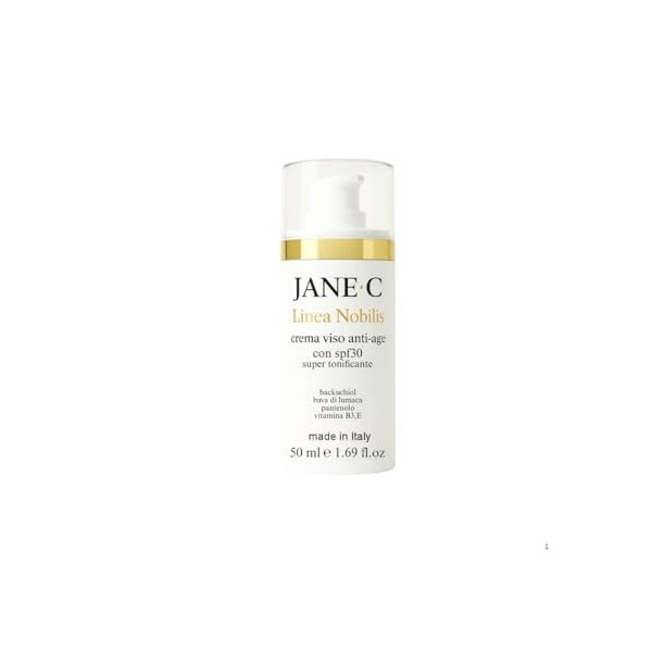 JANE·C Linea Nobilis Crème Visage Anti-Âge Super Tonifiante SPF30 | Soin K-Beauty, Bakuchiol, Bave d’Escargot, Vitamines B3 &
