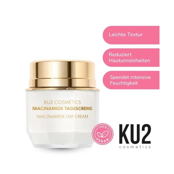 KU2 Cosmetics Niacinamide Crème de jour | Soin du visage | Crème hydratante pour le visage pour un teint hydraté | Crème pour