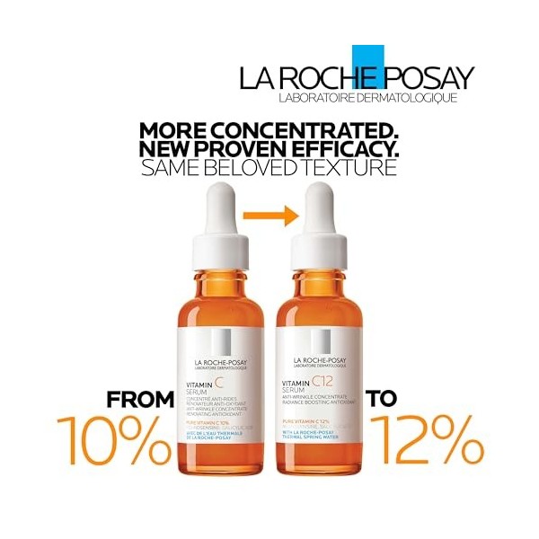 La Roche-Posay, Pure Vitamin C10, Sérum Concentré Anti-Rides, Lisse & Redonne de lÉclat, Enrichi en Vitamine C Pure, Acide S ...