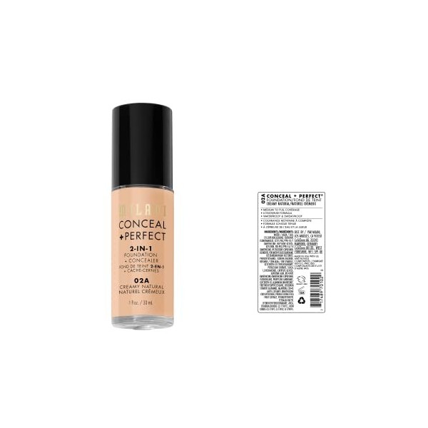 Milani C-M0-012-11 Conceal And Perfect 2 in 1 Foundation + Concealer Creamy Natural, 30 ml Anti-cernes / Correcteurs