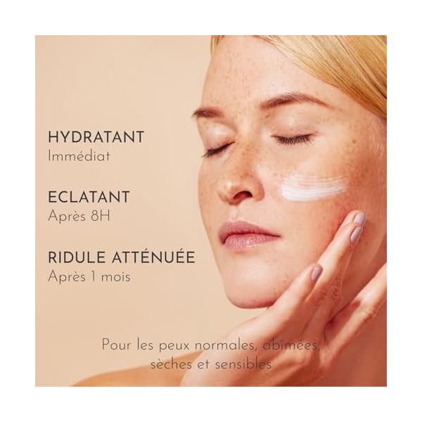 Crème Légère Visage de Jour,Soins Visage Hydratant Apaisant,Enrichie en Acide Hyaluronique et Miel dABEILLE Noir,Lisse et Il