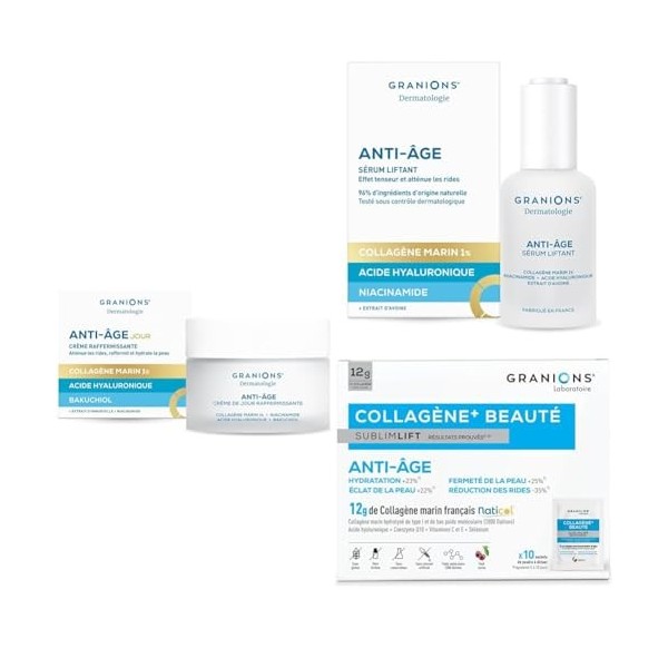 Voyage - GRANIONS - CREME DE JOUR 50 mL + SERUM 30 mL + COLLAGENE MARIN SUBLIMLIFT POUDRE CERISE - Collagene Marin - Collagen