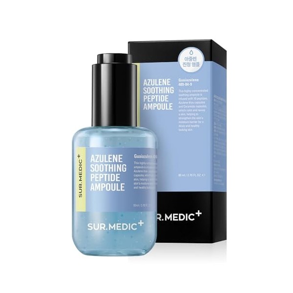 SURMEDIC AZULENE Ampoule hydratante apaisante pour le visage sec, peaux sensibles, réparation de barrière, soins de la peau c