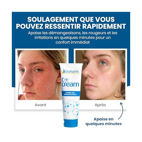 Grahams Natural C+ Cream - Crème pour Peaux Sèches, Démangeantes, Rouges et à Tendance Eczéma - Au Miel de Manuka et au Calen