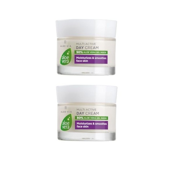 LR Aloe VIA Lot de 2 crèmes de jour multi-actives avec gel daloe vera 50 %, extrait dolive bio, huile de pépins de raisin 2