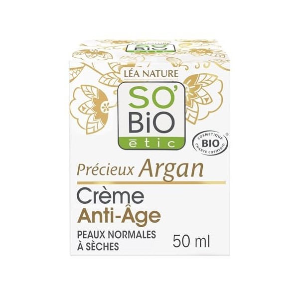 Crème Soin Anti-Âge Jour Précieux Argan Bio SOBIO ETIC - Le pot de 50 mL Lot De 2 - Par Lot