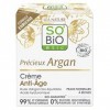 SO BIO - Crème Anti-Âge à lhuile dArgan Bio - Régénération cellulaire et hydratation intense - 50 ml - Lot De 2 - Vendu Par
