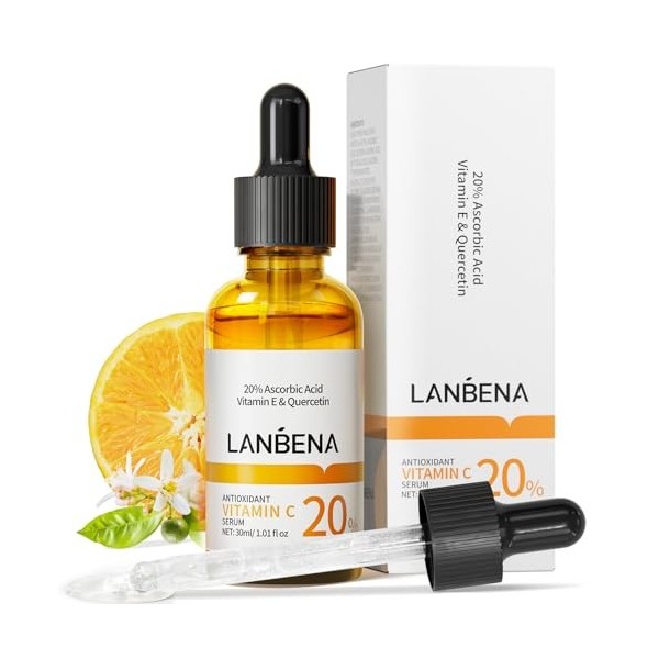 Sérum visage vitamine C 20 % 30 ml / 1 fl, nettoyant pour la peau, taches sombres, réduit les rides, sérum éclaircissant anti