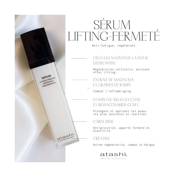 Atashi - Sérum Lifting et Raffermissant Très Efficace - Redéfinit le Visage et le Double Menton - Aux cellules souches dEdel