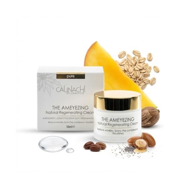 CALINACHI AMEYEZING Crème visage régénérante hydratante 50 ml | Leontopod Stems GX, Aquaxyl | Peau lissée, teint plus uniform