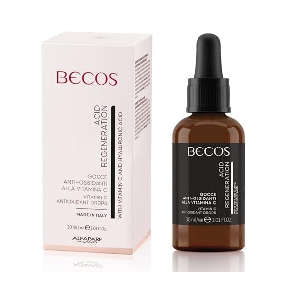 Becos Acid Regeneration - gouttes anti-oxydantes faciales à la vitamine C 30 ml - action anti-oxydante, régénère et renouvell