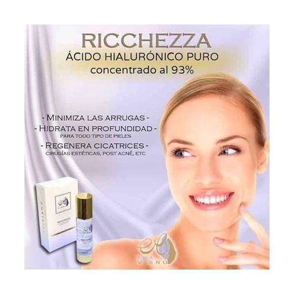 Acide hyaluronique pur, acide hyaluronique concentré à 93%. Ricchezza de Eva Visnú