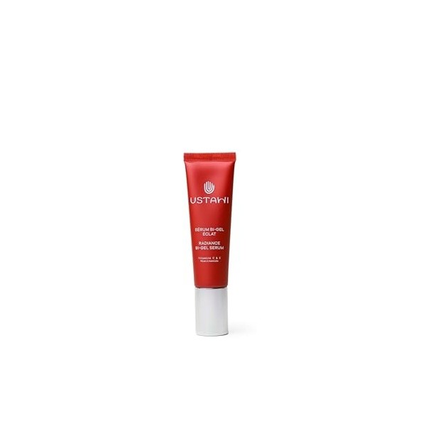 Ustawi Sérum Visage Bi-Gel Éclat et Luminosité, Hydrate la Peau pour un Teint Radieux avec de la Vitamine C et E et le Superf