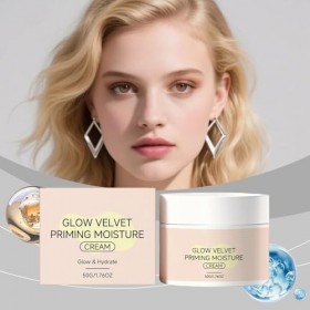 Crème hydratante Glow-Velvet Priming, base de maquillage longue tenue et minimisateur de pores, soin hydratant quotidien pour...