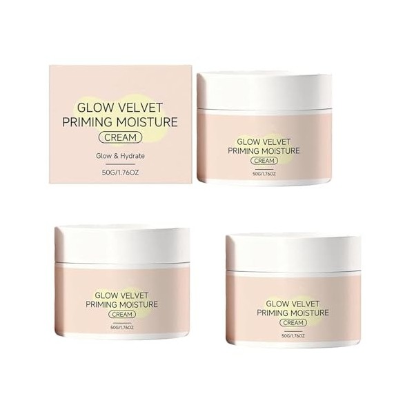 Crème hydratante Glow-Velvet Priming, base de maquillage longue tenue et minimisateur de pores, soin hydratant quotidien pour...
