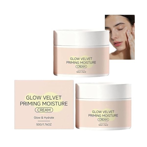 Crème hydratante Glow-Velvet Priming, base de maquillage longue tenue et minimisateur de pores, soin hydratant quotidien pour...