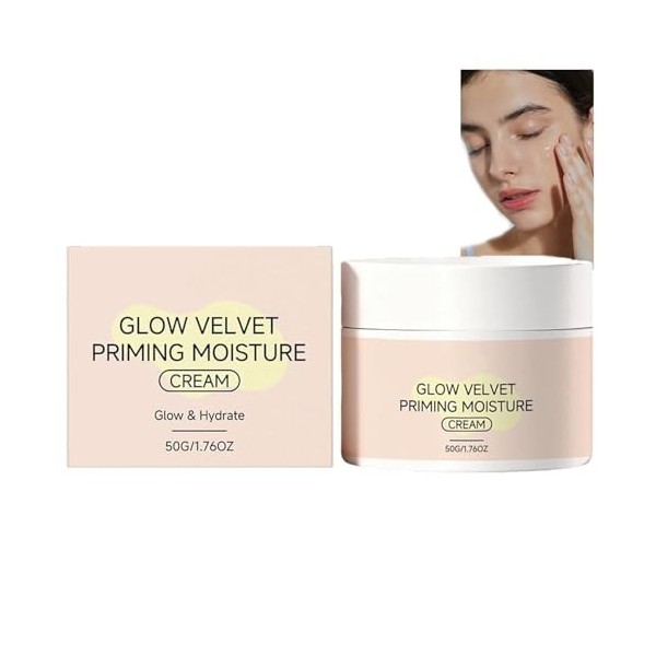 Crème hydratante Glow-Velvet Priming, base de maquillage longue tenue et minimisateur de pores, soin hydratant quotidien pour...