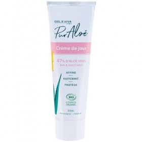 PURALOE – Soin Hydratant Visage Femme à l’Aloe Vera Bio, Texture Légère et Nourrissante Tube 50mL - Le Lot De 3