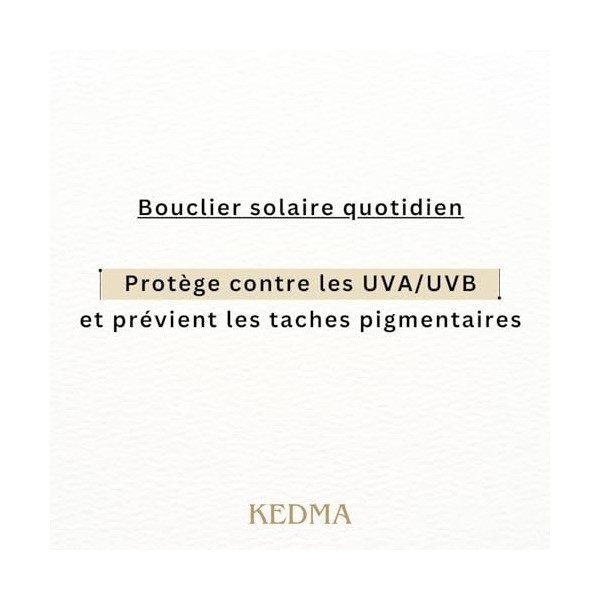 Kedma - Crème de Jour Protectrice - Crème de Jour SPF 50+ pour Peaux Sensibles et Éclaircies - Protection Très Haute Contre l