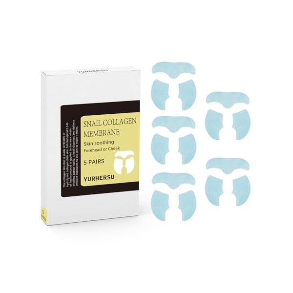 Snail - Membrane collagène pour le visage - 5 applications - Film de collagène anti-âge avec sécrétions descargots, acide hy