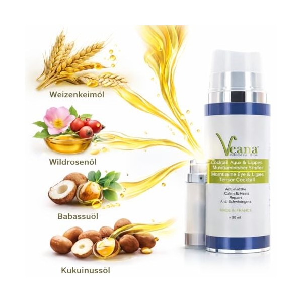 Cocktail Tensor Eye & Lip 80 ml combiné 2 en 1 avec de lacide hyaluronique et du collagène contre les rides et les rides a