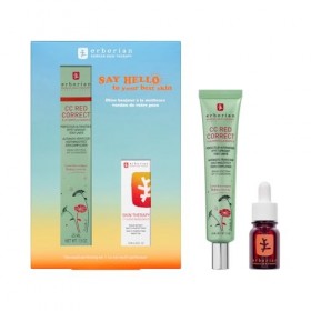 ERBORIAN | Coffret Duo Multi-Perfecteur Anti-Rougeurs | CC RED CORRECT 45ml & Skin Therapy Huile-Sérum Nuit 10ml | Soin Visag