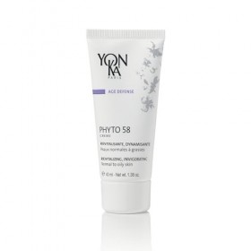 Phyto 58 Yonka 40ml - Crème Nuit Revitalisante pour Peaux Normales à Grasses - Purifie, Régénère et Illumine les Peaux Fatigu