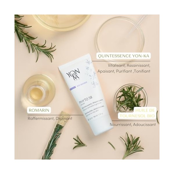 Phyto 58 Yonka 40ml - Crème Nuit Revitalisante pour Peaux Normales à Grasses - Purifie, Régénère et Illumine les Peaux Fatigu
